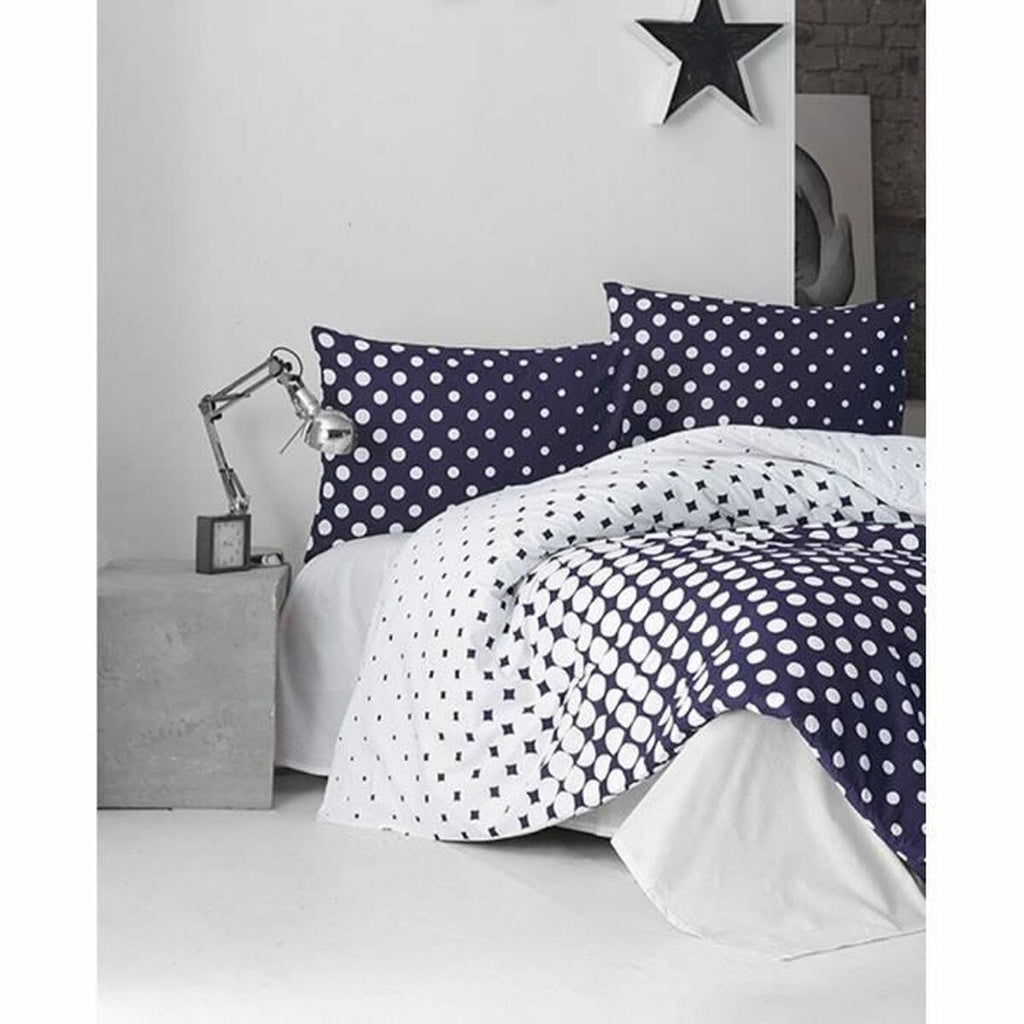 Juego de funda nórdica azul de algodón reforzado, cama de 200 — imagen 3