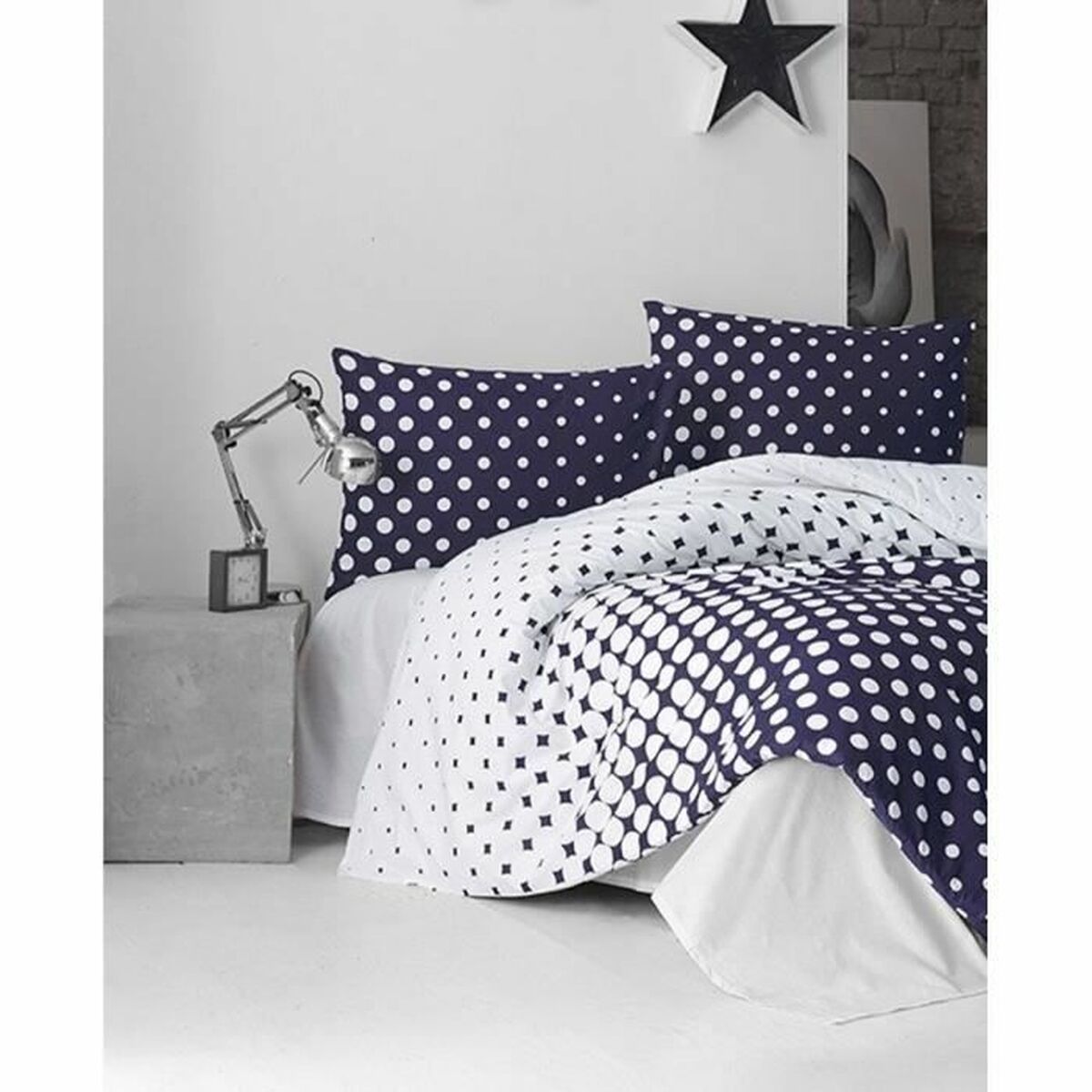 Juego de funda nórdica azul de algodón reforzado, cama de 200 — imagen 3