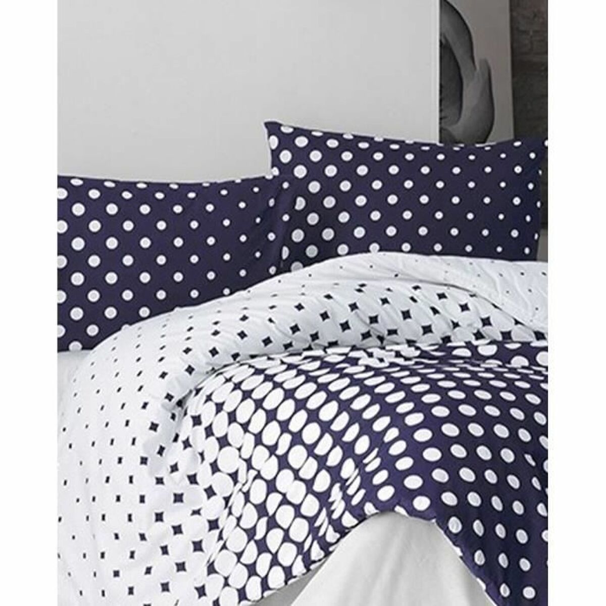 Juego de funda nórdica azul de algodón reforzado, cama de 200 — imagen 4