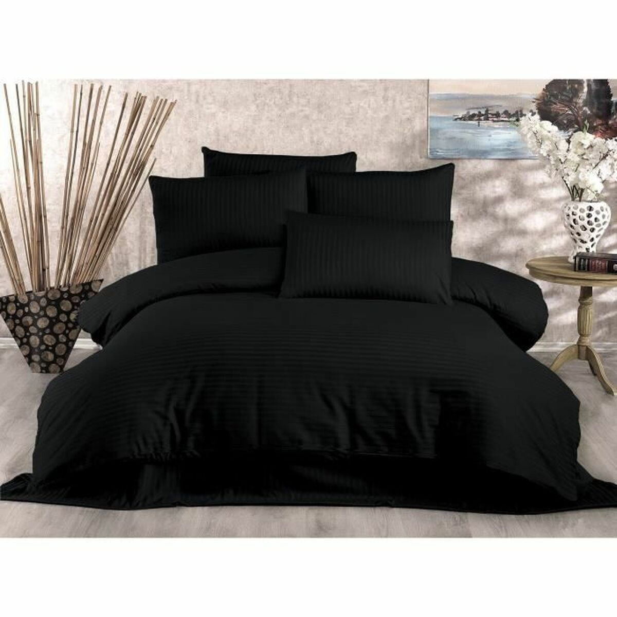 Juego de funda nórdica de 3 piezas negro, cama de 200 cm — imagen 2