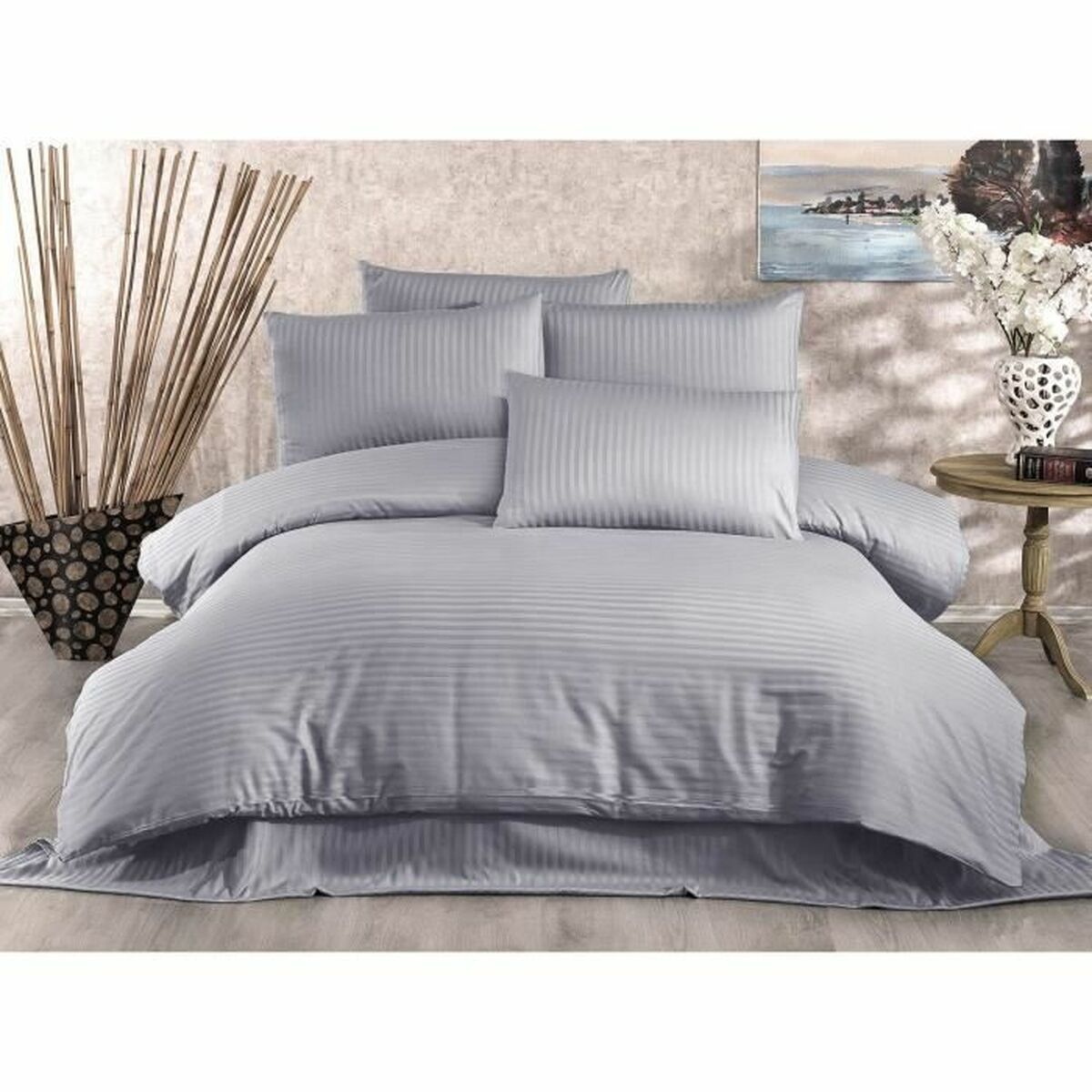 Juego de funda nórdica gris de 3 piezas, cama de 200 cm — imagen 2