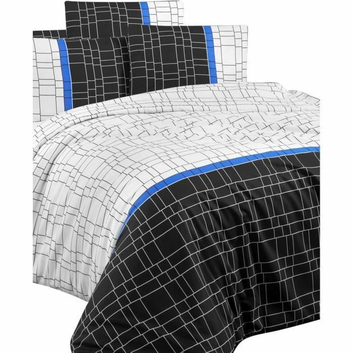 Juego de funda nórdica blanca, cama de 200, algodón y poliéster
