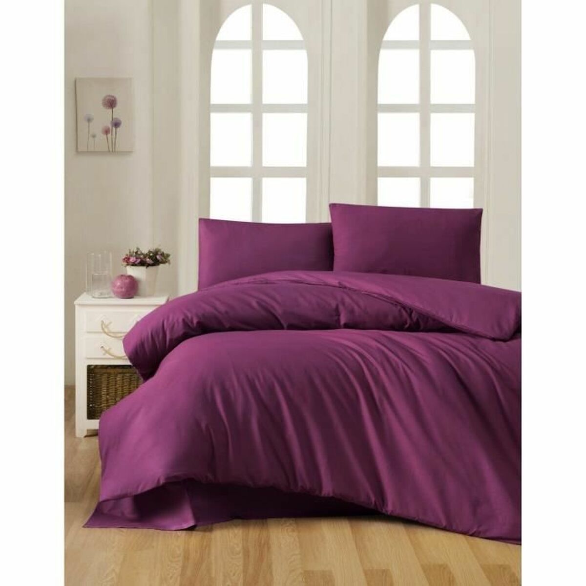 Juego de funda nórdica de algodón morado, cama de 200, 3 piezas — imagen 2