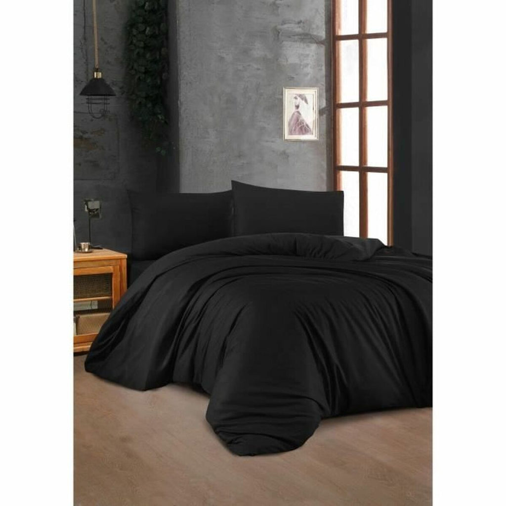 Juego de funda nórdica negra de algodón, cama de 200 — imagen 2