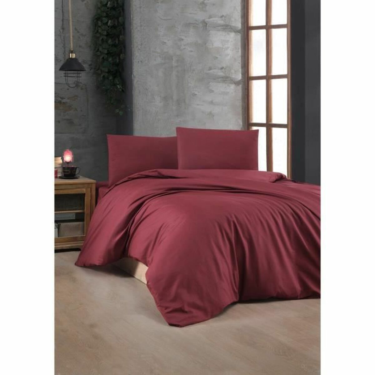 Juego de funda nórdica roja de algodón, cama de 200 — imagen 2