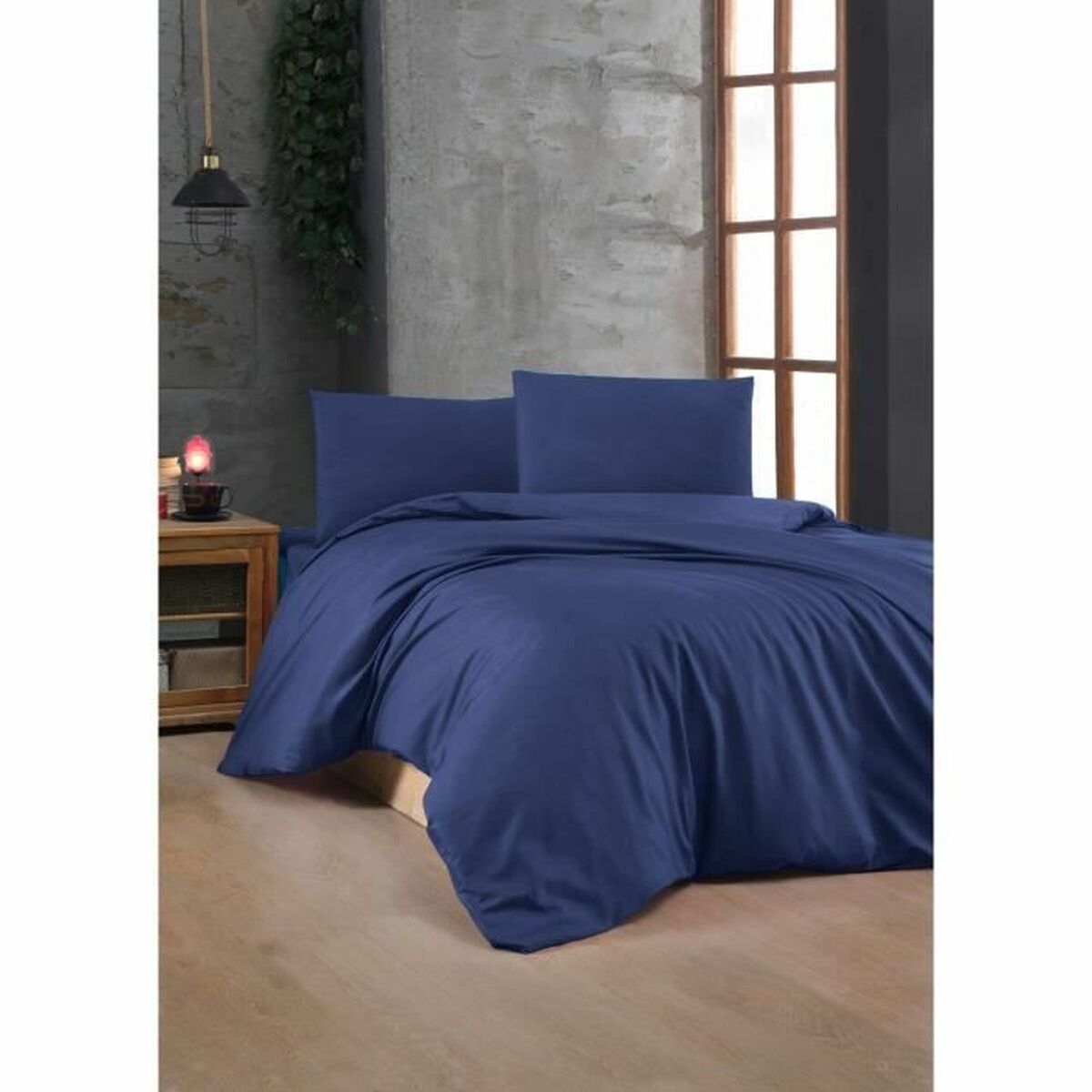 Juego de funda nórdica de algodón azul, cama de 200 — imagen 2