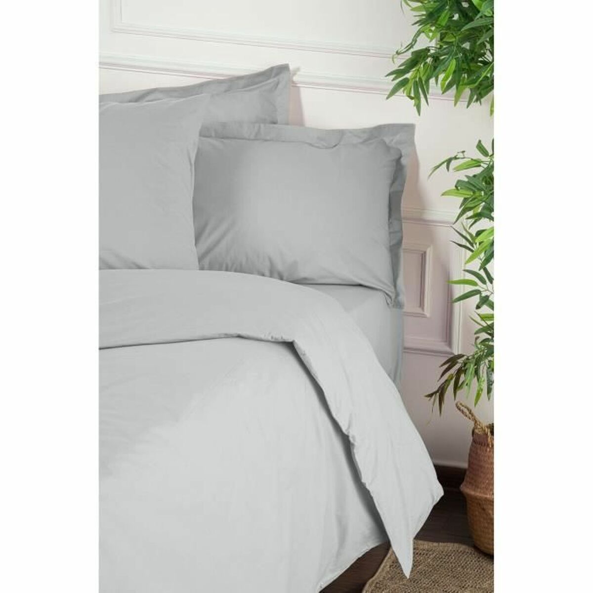 Juego de funda nórdica gris de algodón, cama de 200 — imagen 3