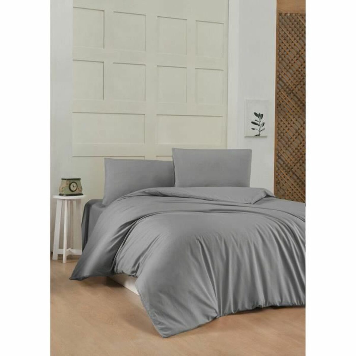 Juego de funda nórdica gris de algodón, cama de 200 — imagen 2