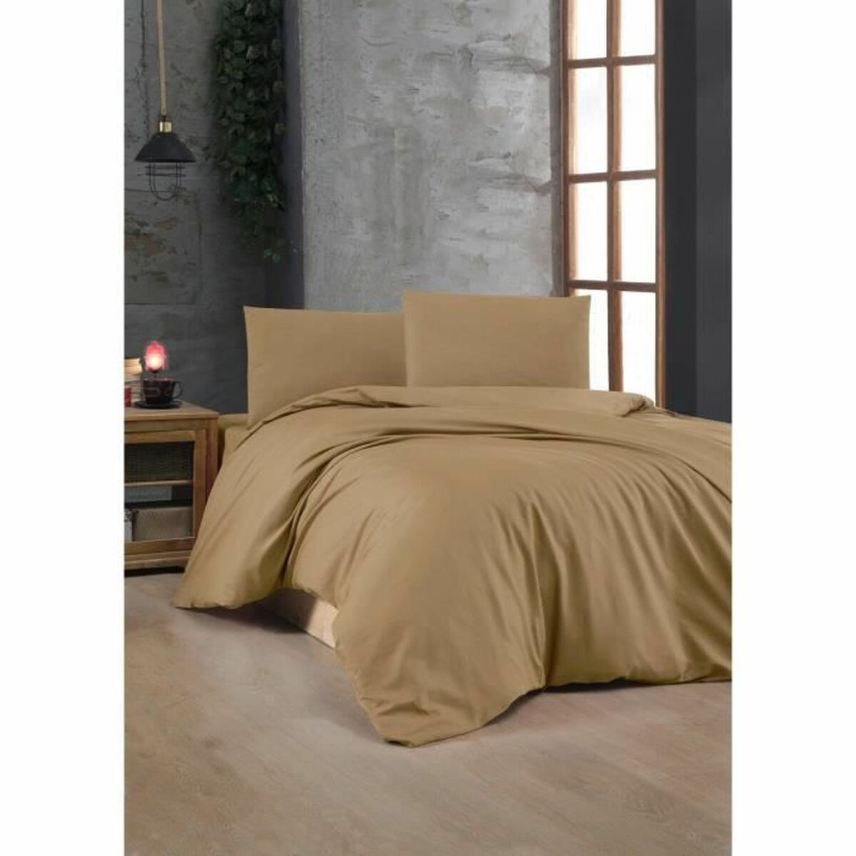Juego de funda nórdica marrón de algodón, cama de 200 — imagen 2