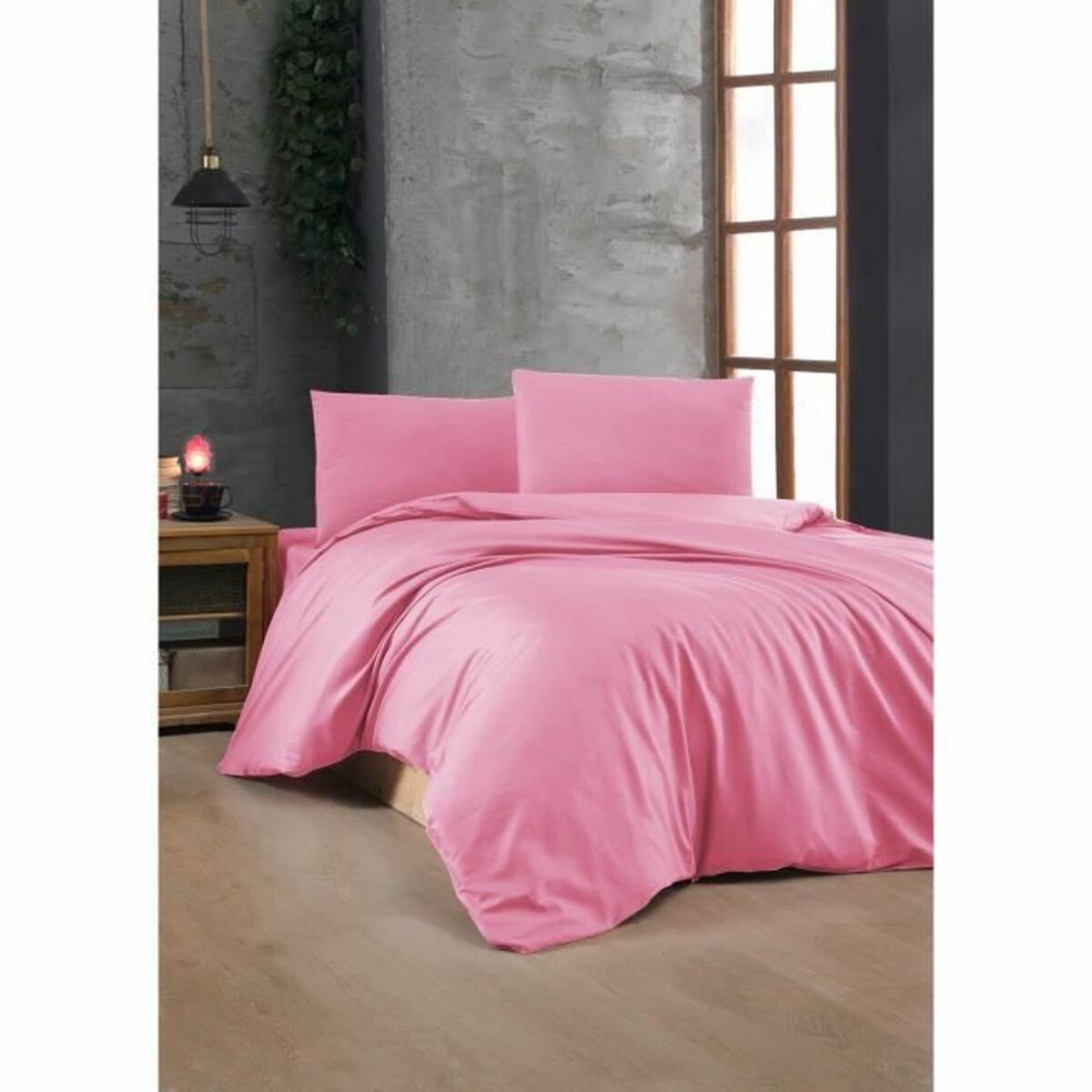 Juego de funda nórdica rosa de algodón, cama de 200 — imagen 2