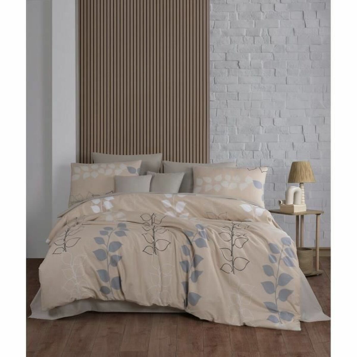 Juego de funda nórdica beige de algodón, cama 200, 3 piezas — imagen 2