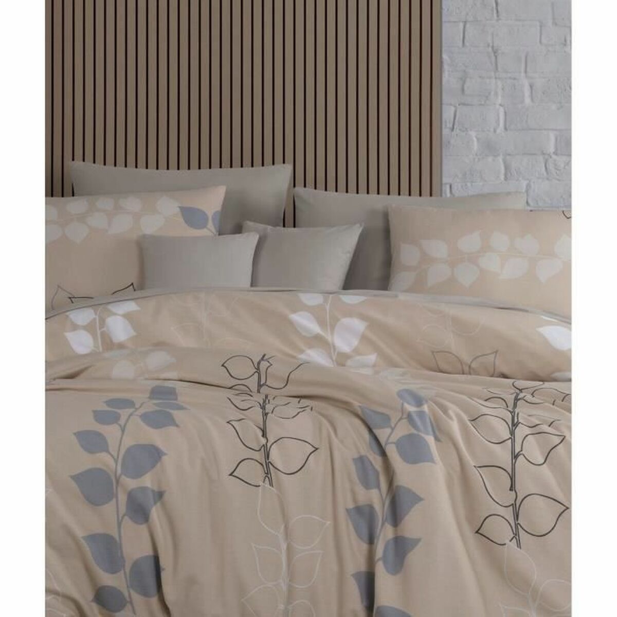 Juego de funda nórdica beige de algodón, cama 200, 3 piezas — imagen 5
