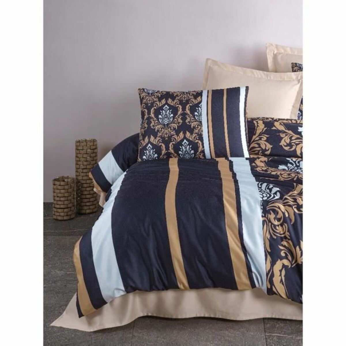 Juego de funda nórdica de poliéster azul, cama de 200 — imagen 3