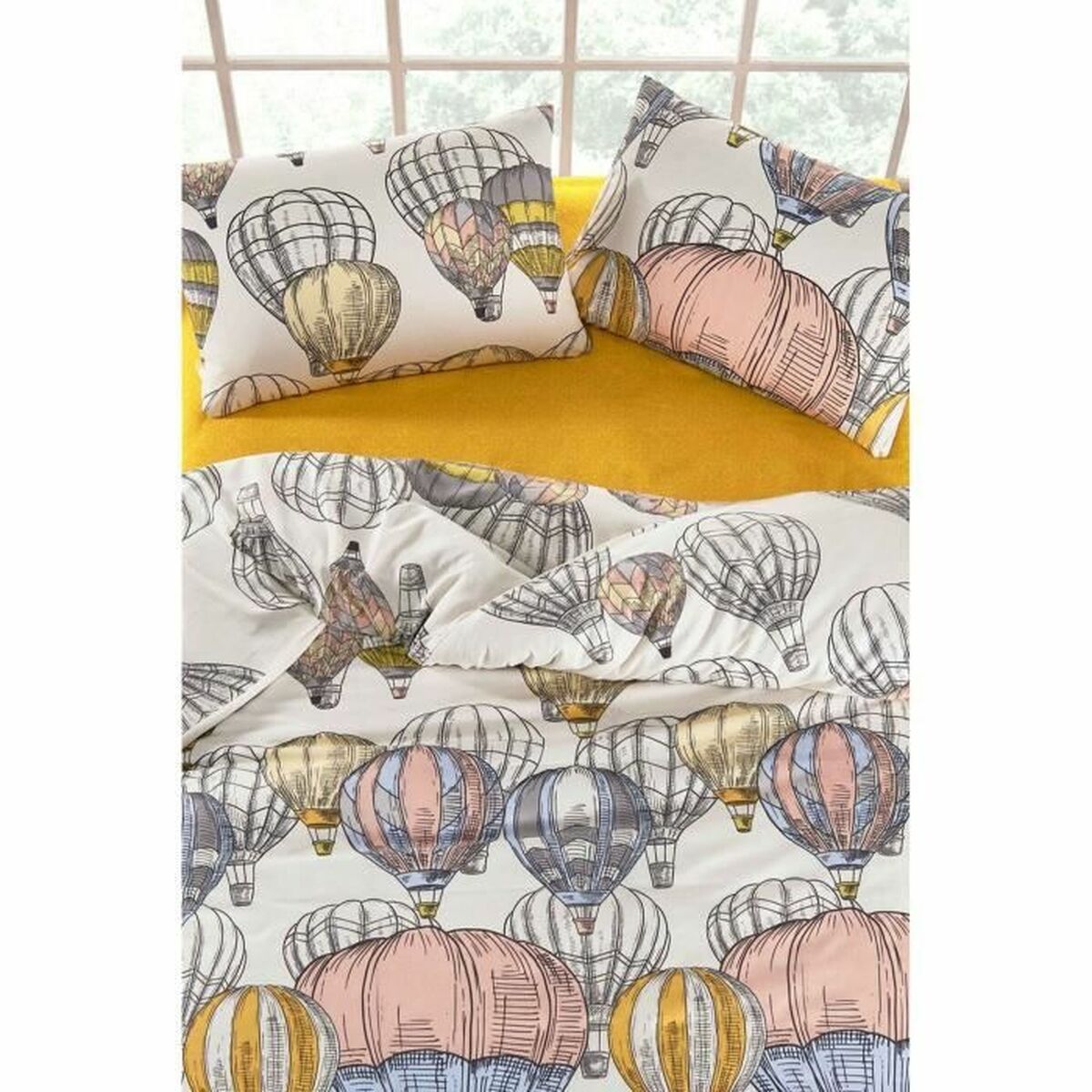 Juego de funda nórdica de algodón mostaza, cama de 200 — imagen 4
