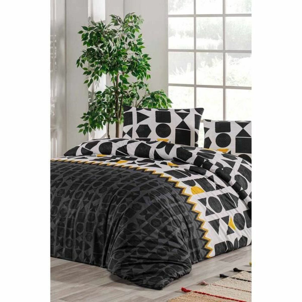 Juego de funda nórdica de algodón negro, cama de 200 — imagen 5