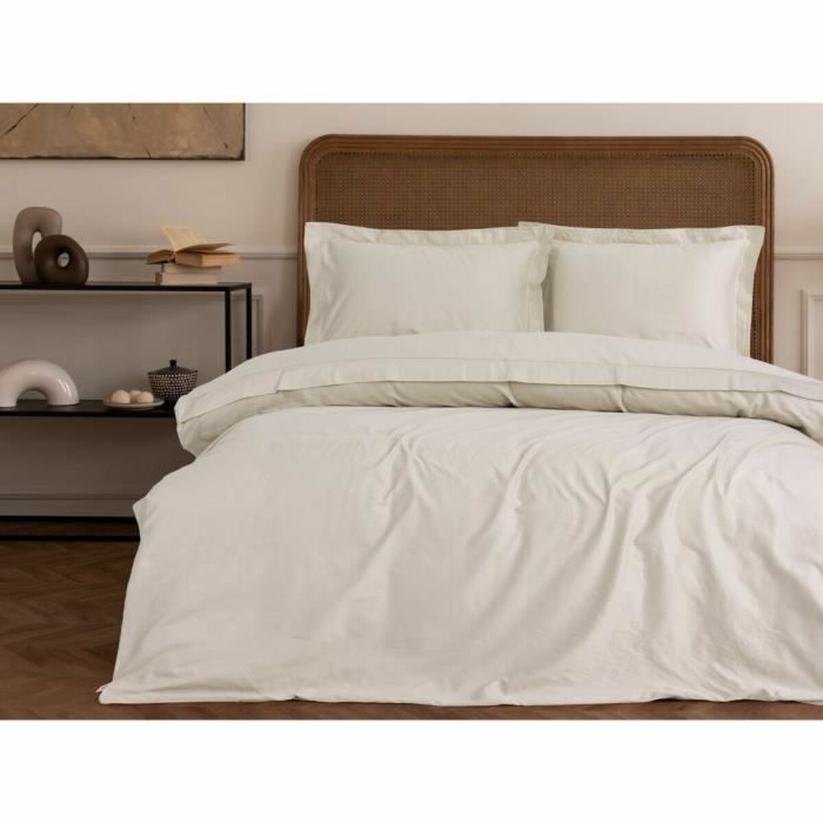 Funda nórdica blanca de algodón con 2 fundas de almohada — imagen 3