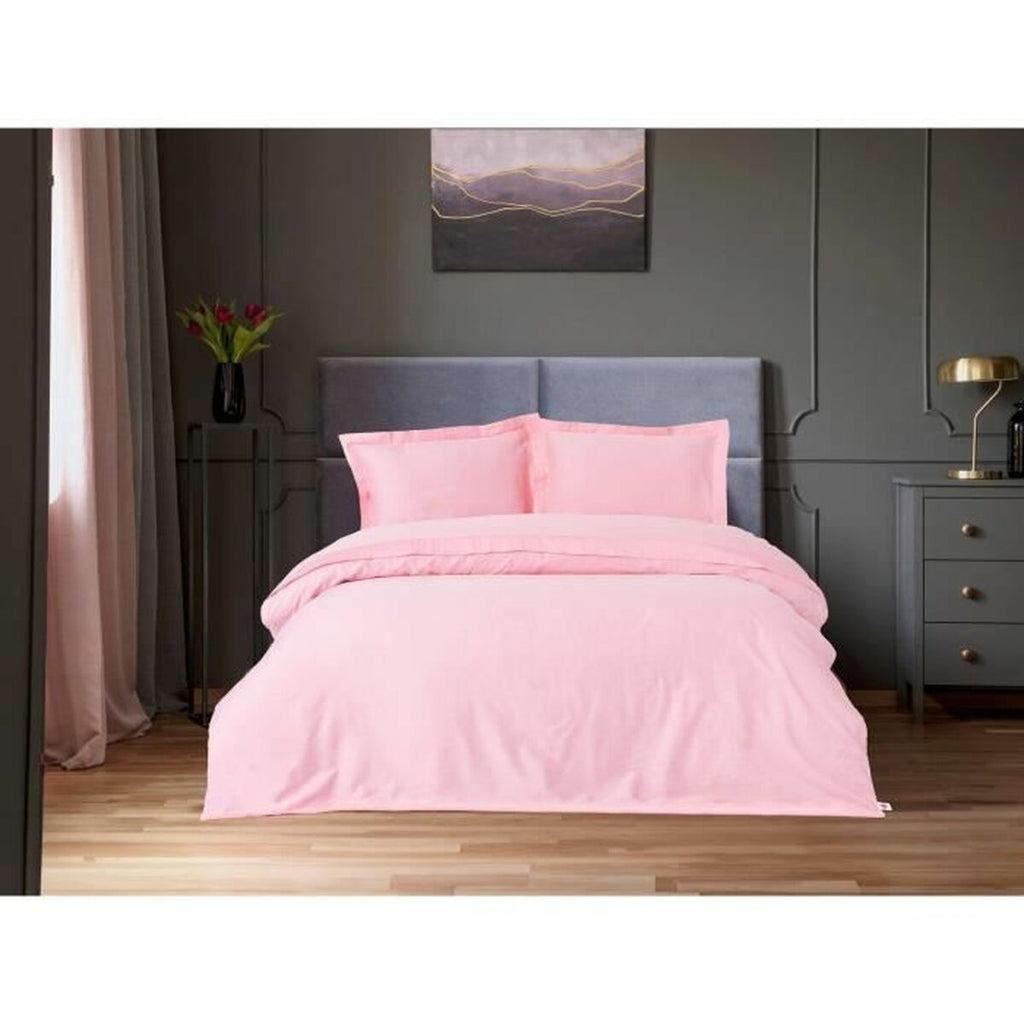Juego de funda nórdica de algodón rosa, 220 x 240 cm