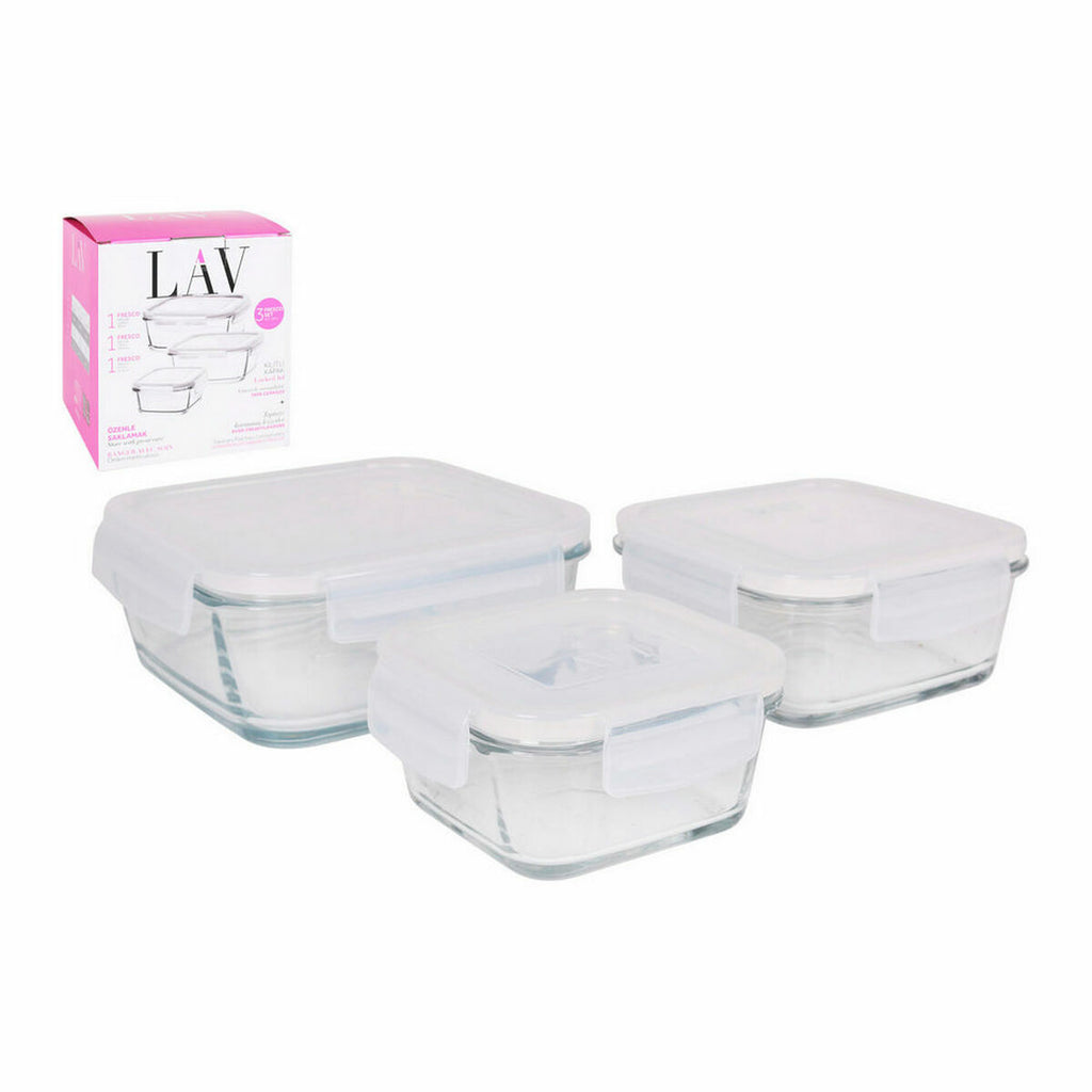 Set de 3 fiambreras herméticas de cristal (8 unidades)