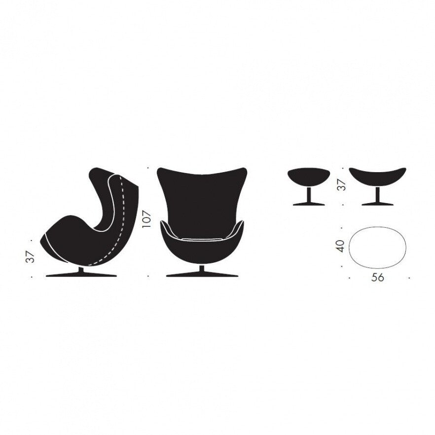Fritz Hansen Aktion Egg Chair/Das Ei™ Sessel + Hocker Stoff