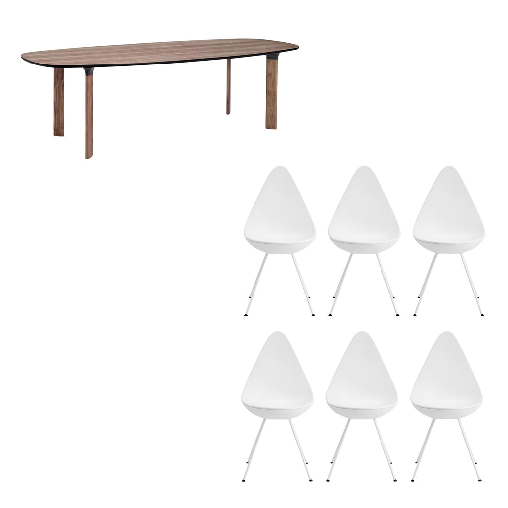 Fritz Hansen Analog™ Esstisch + 6 Drop™ Stühle Set