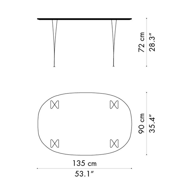 Fritz Hansen B611 Super-elliptischer Tisch 135x90x72cm