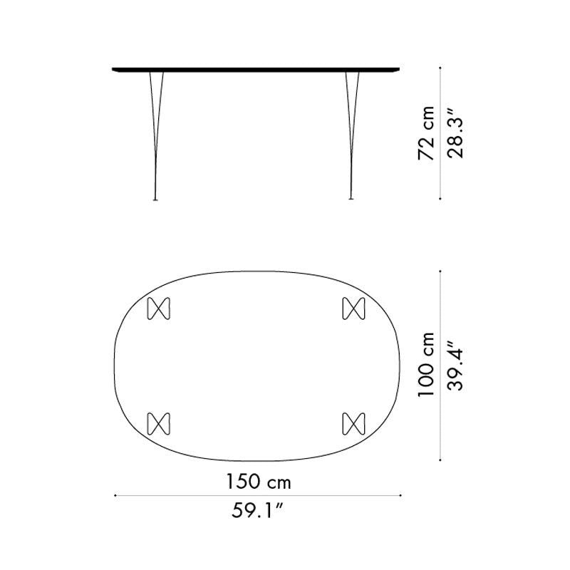 Fritz Hansen B612 Super-elliptischer Tisch Furnier 150x100x72cm