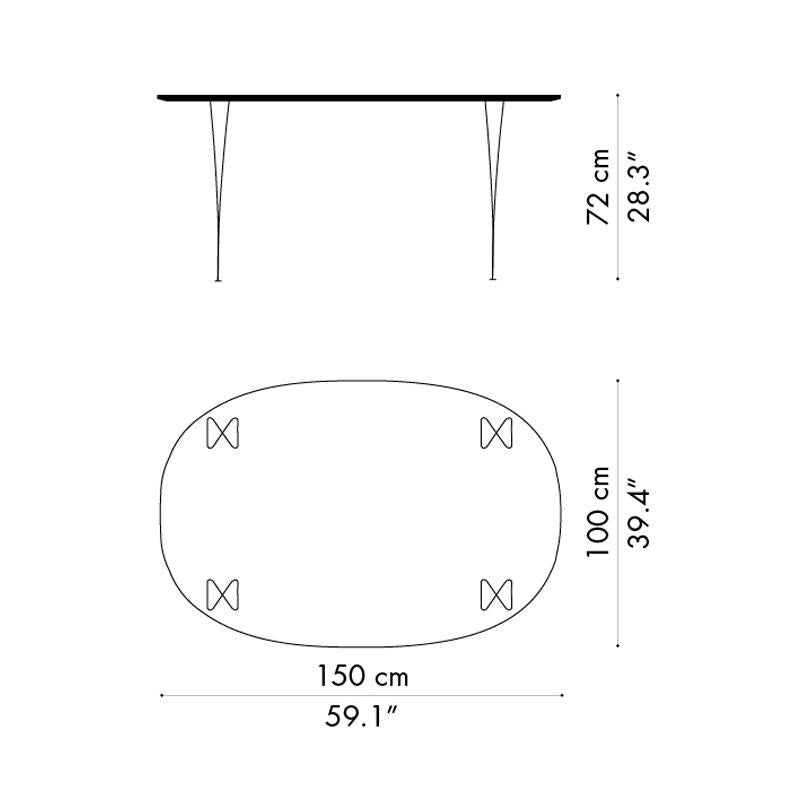 Fritz Hansen B612 Super-elliptischer Tisch Laminat 150x100x72cm