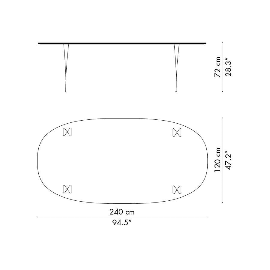 Fritz Hansen B614 Super-elliptischer Tisch 240x120x72cm