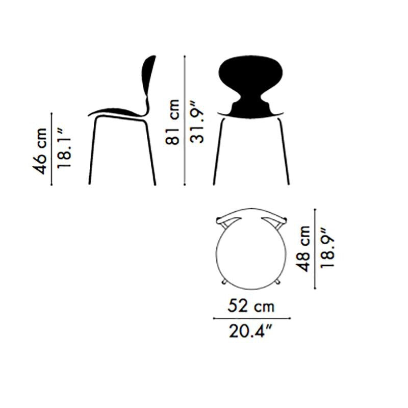 Fritz Hansen Die Ameise™ Stuhl Vorne gepolstert Gestell verchromt