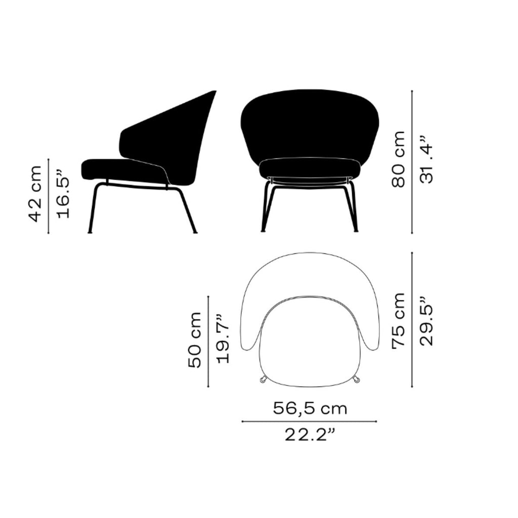 Fritz Hansen Let Sessel Gestell Warm Graphite
