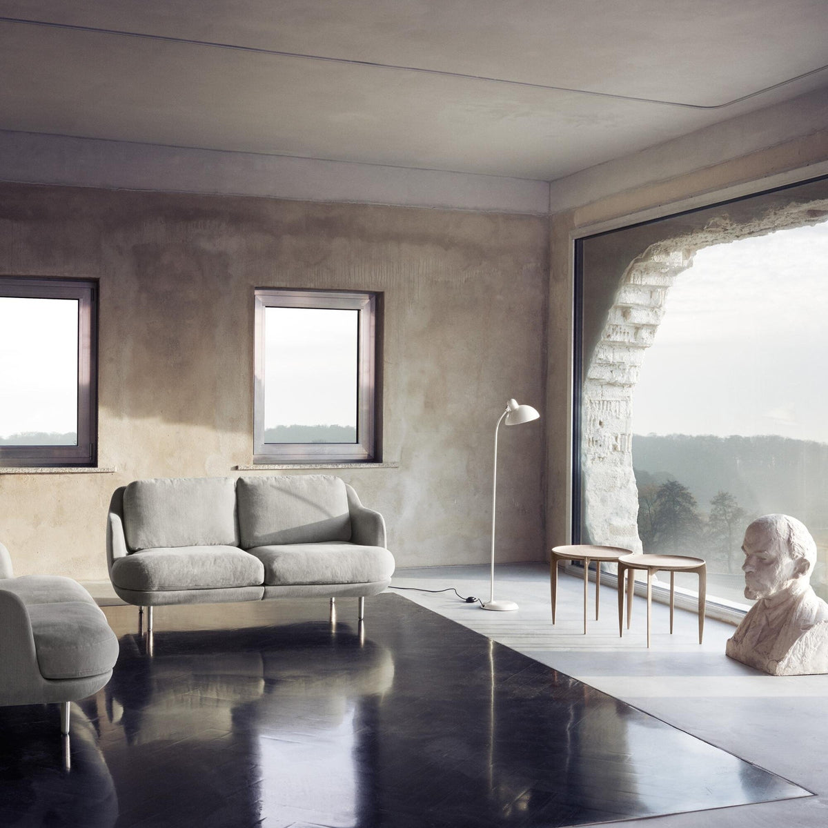 Fritz Hansen Lune™ JH200 2-Sitzer Sofa Füße Aluminium