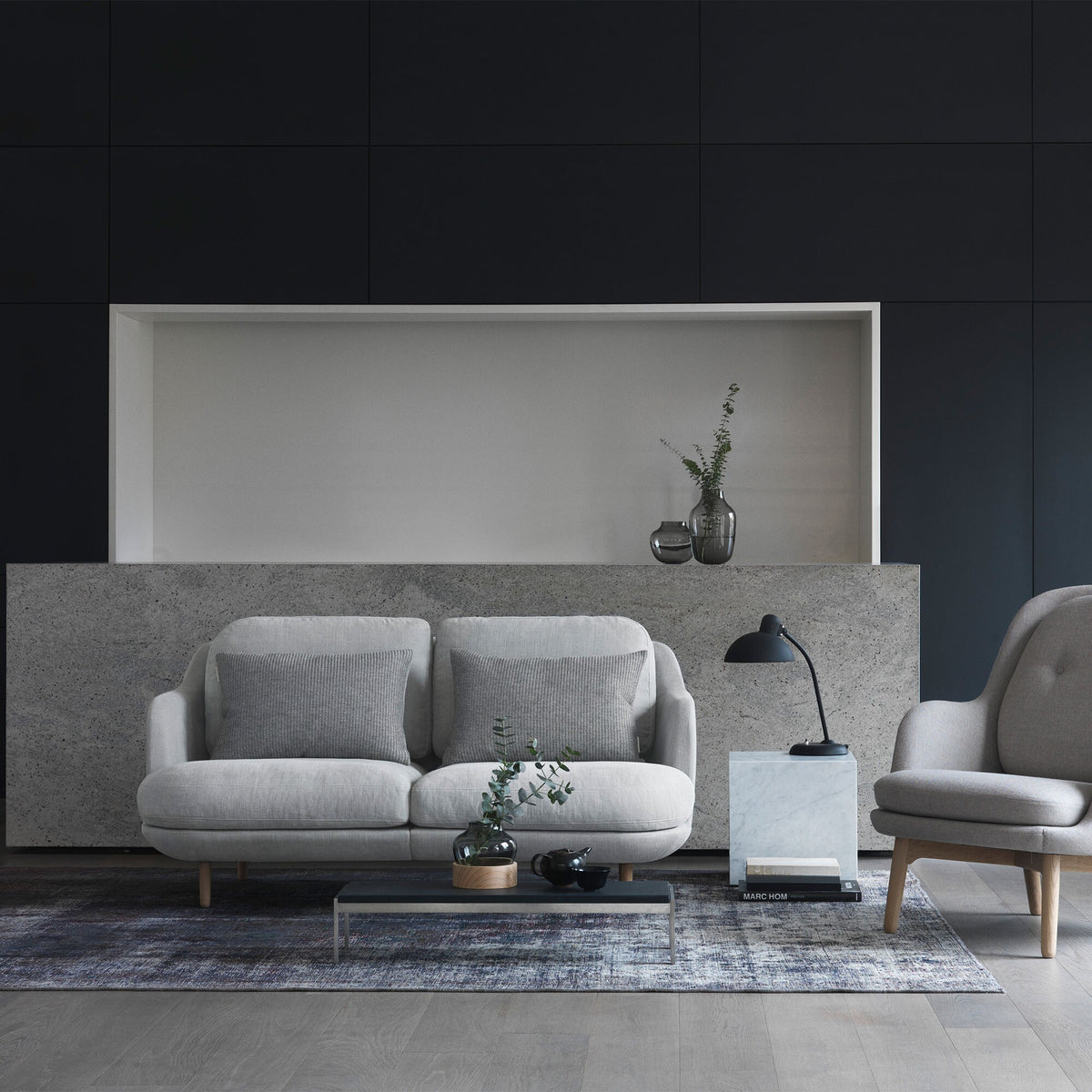 Fritz Hansen Lune™ JH200 2-Sitzer Sofa Füße Eiche