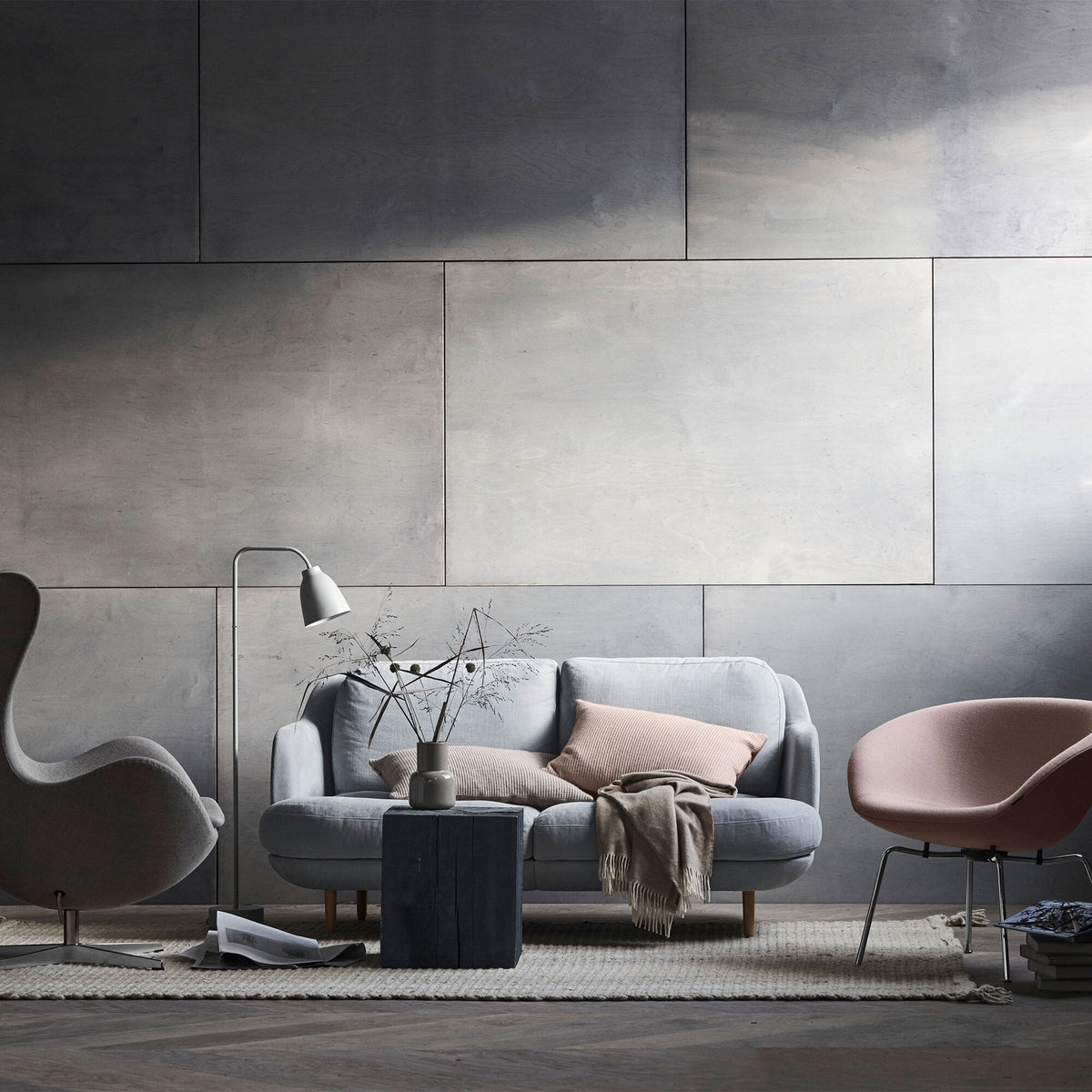 Fritz Hansen Lune™ JH200 2-Sitzer Sofa Füße Eiche