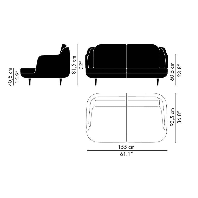Fritz Hansen Lune™ JH200 2-Sitzer Sofa Füße Eiche