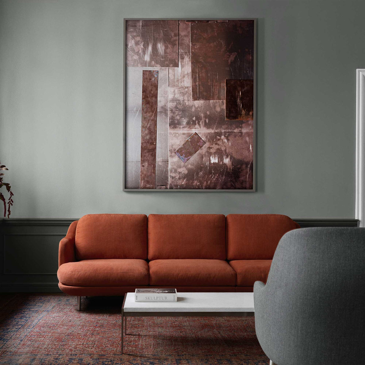 Fritz Hansen Lune™ JH300 3-Sitzer Sofa Füße Aluminium