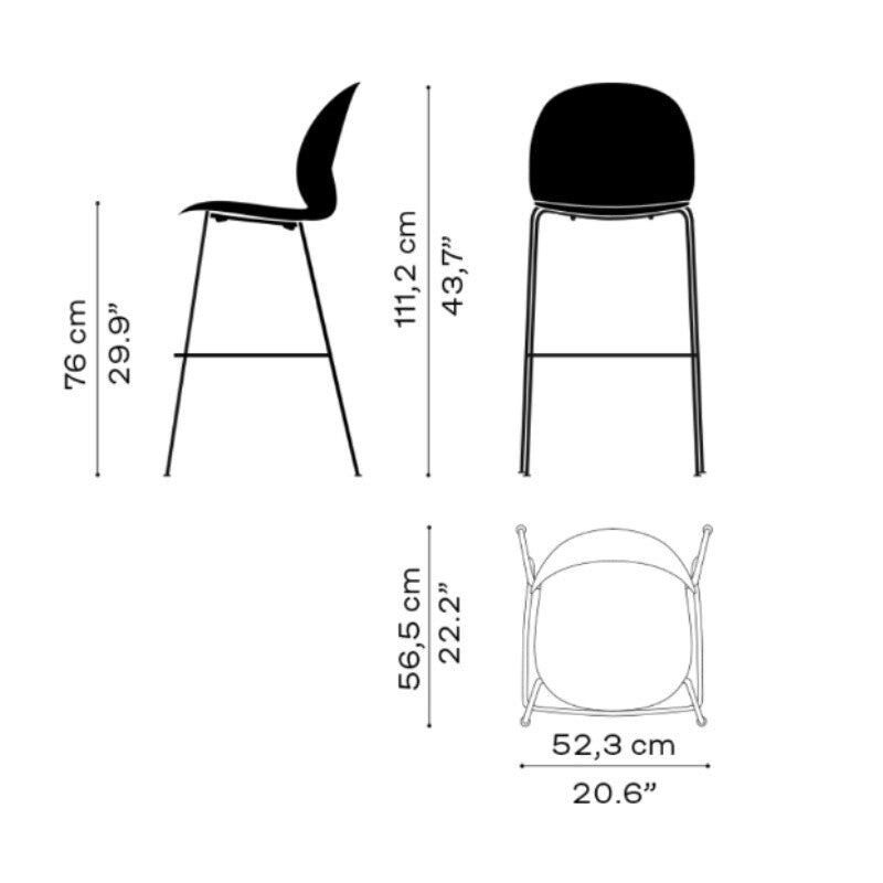 Fritz Hansen N02™ Recycle Hoher Barhocker 76cm