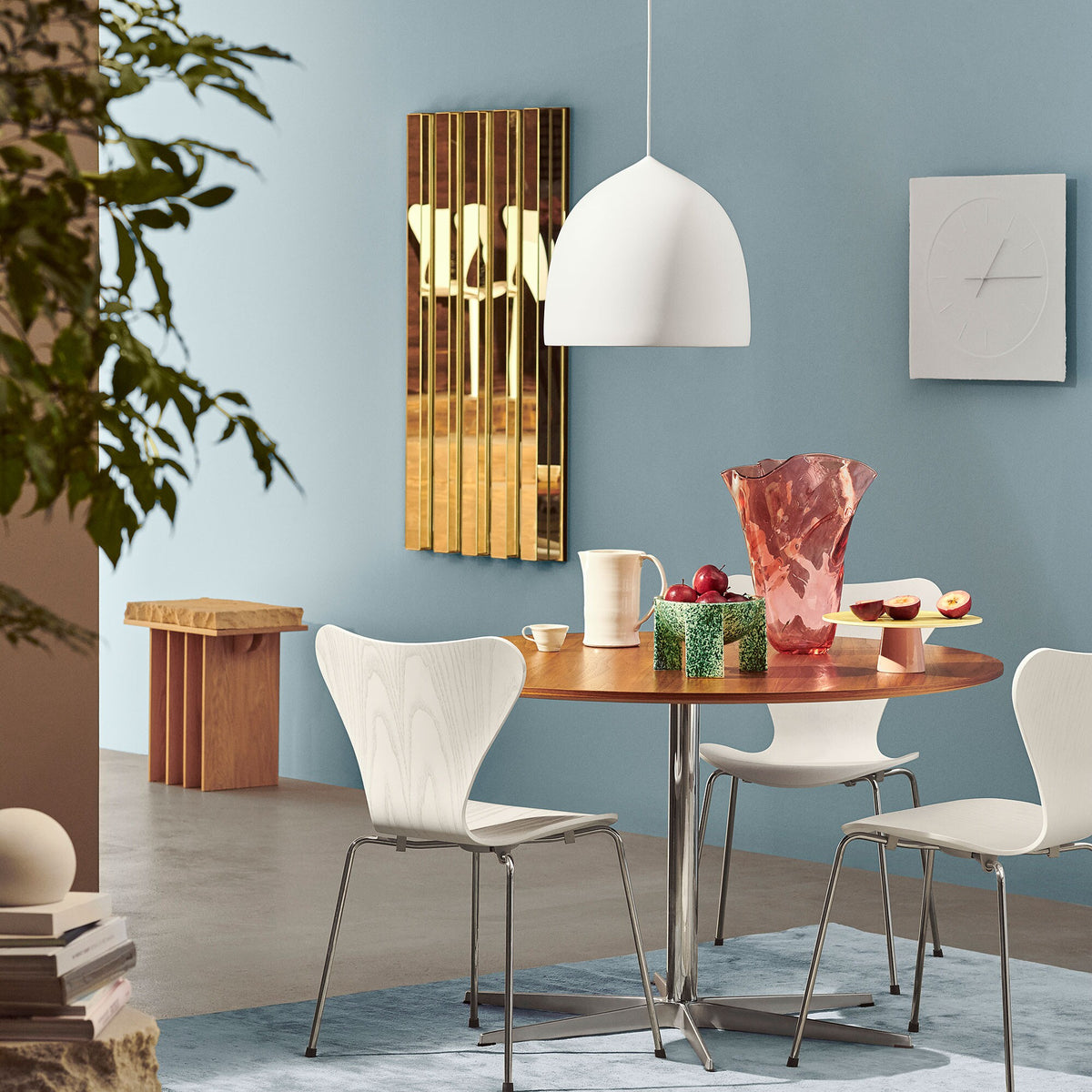 Fritz Hansen Serie 7™ Stuhl gefärbte Esche Gestell Verchromt 4er Set