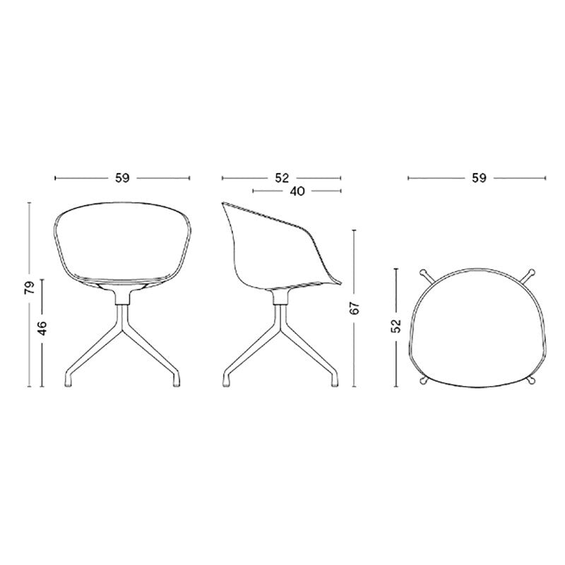 HAY About a Chair AAC 21 Drehstuhl gepolstert Gestell poliert