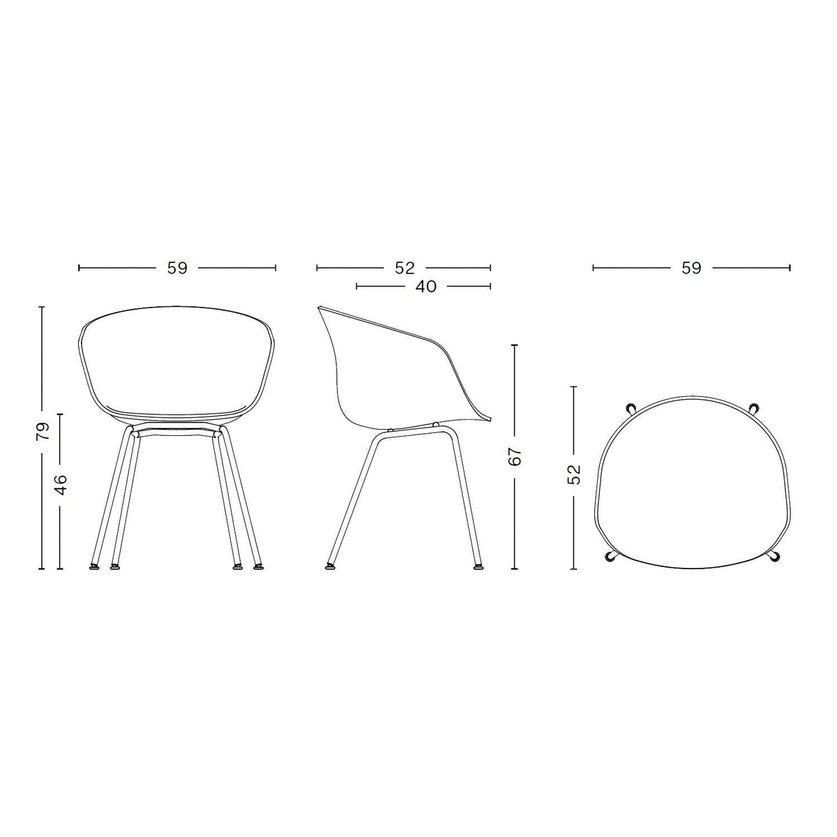 HAY About a Chair AAC 26 2.0 Armlehnstuhl Gestell schwarz