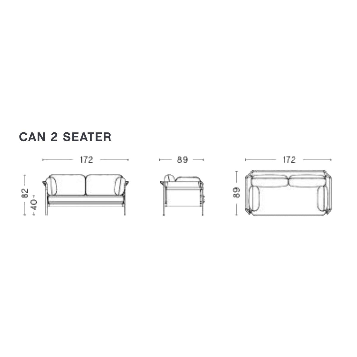 HAY Can 2.0 2-Sitzer Sofa Gestell Stahl verchromt