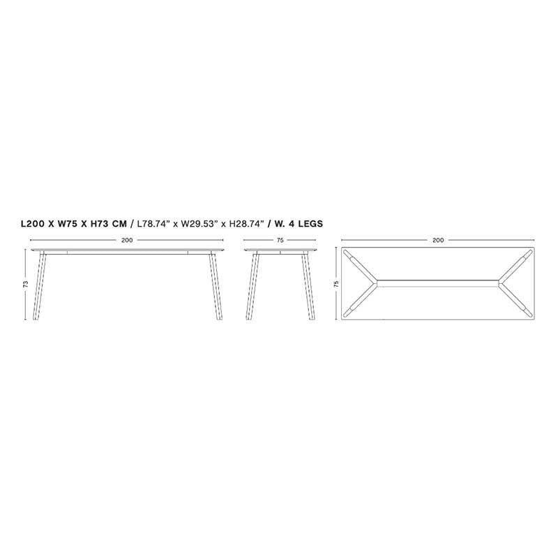 HAY Copenhague Deux CPH210 2.0 Tisch 200x75cm