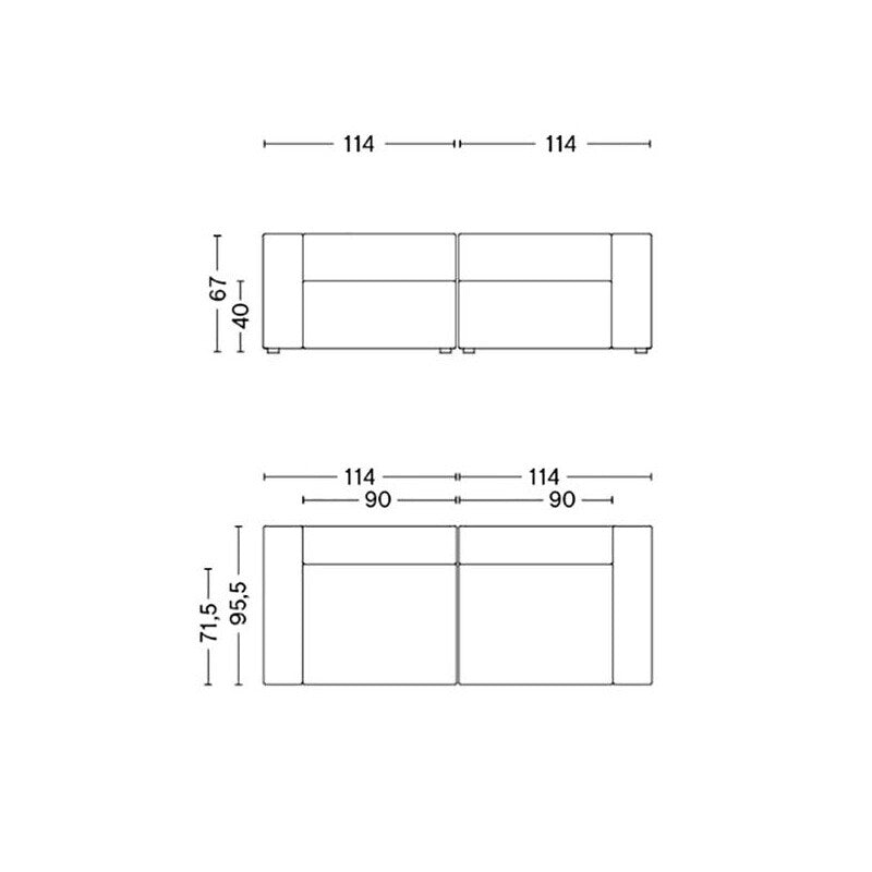 HAY Mags 2,5-Sitzer Sofa 228x95,5x67cm