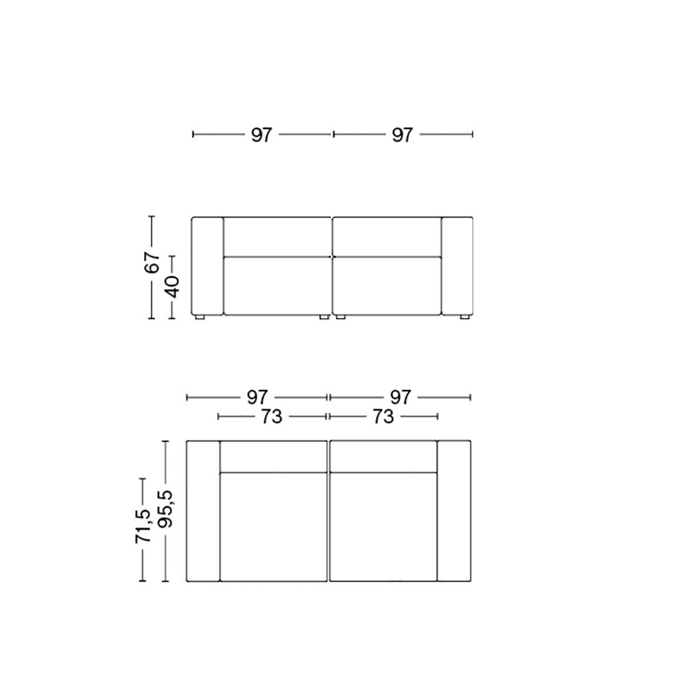 HAY Mags 2-Sitzer Sofa 194x95,5x67cm