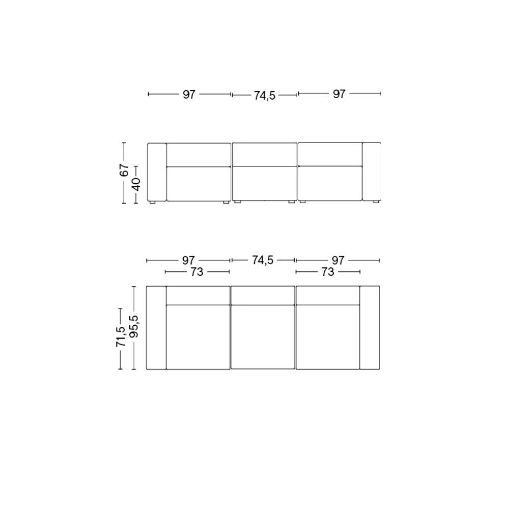 HAY Mags 3-Sitzer Sofa 268,5x95,5x67cm