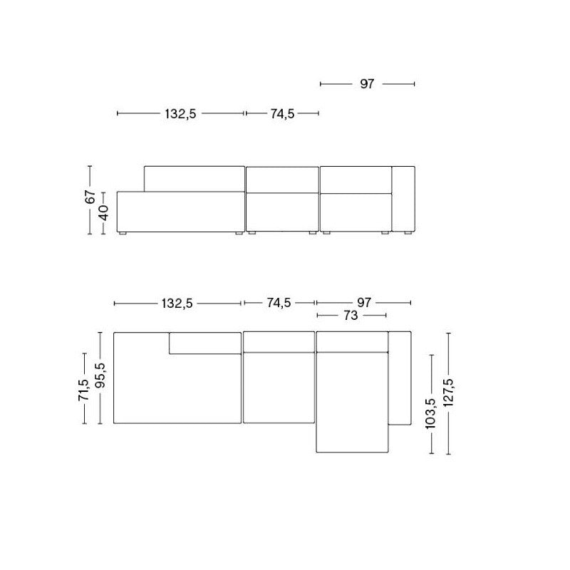 HAY Mags 3-Sitzer Sofa 304x127,5cm