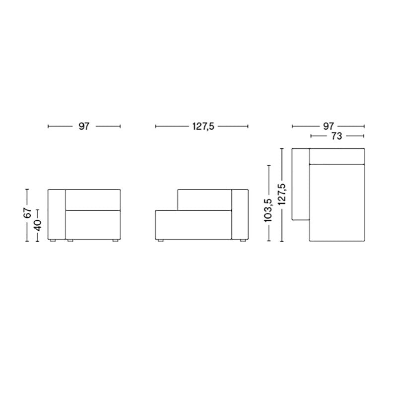 HAY Mags Sofa-Modul Chaiselongue Links 97x127,5cm