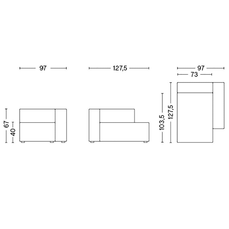 HAY Mags Sofa-Modul Chaiselongue Rechts 97x127,5cm