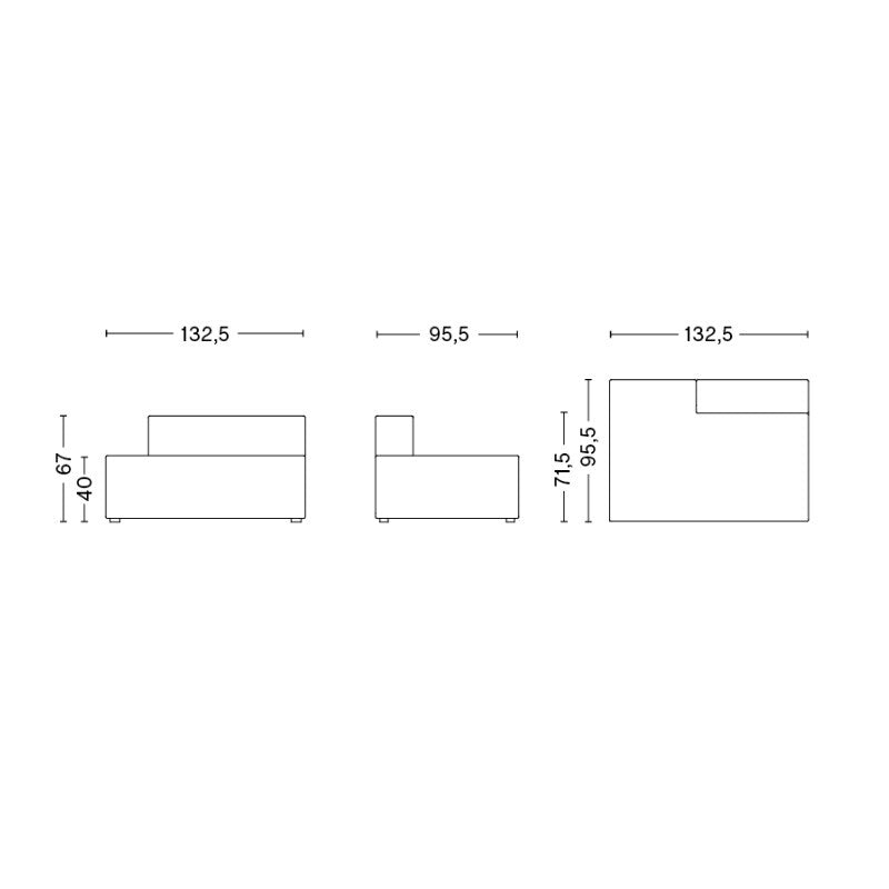 HAY Mags Sofa-Modul Lounge Links 132,5x95,5cm