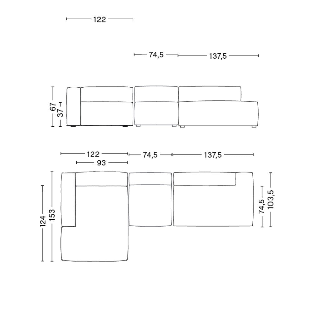 HAY Mags Soft 3-Sitzer Sofa Links 334x153x67cm