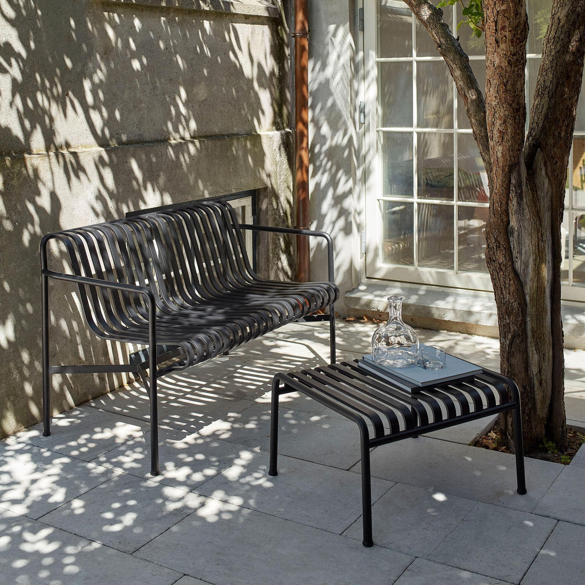 HAY Palissade Gartenset Dining Bank + 2 Armchairs